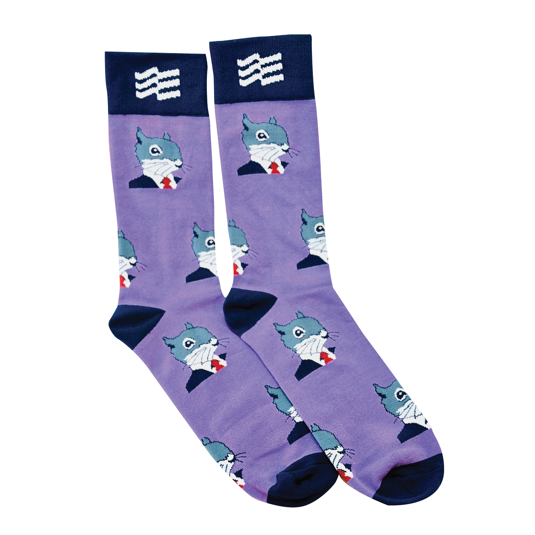 Secret Squirrel Purple Knit Dress Socks